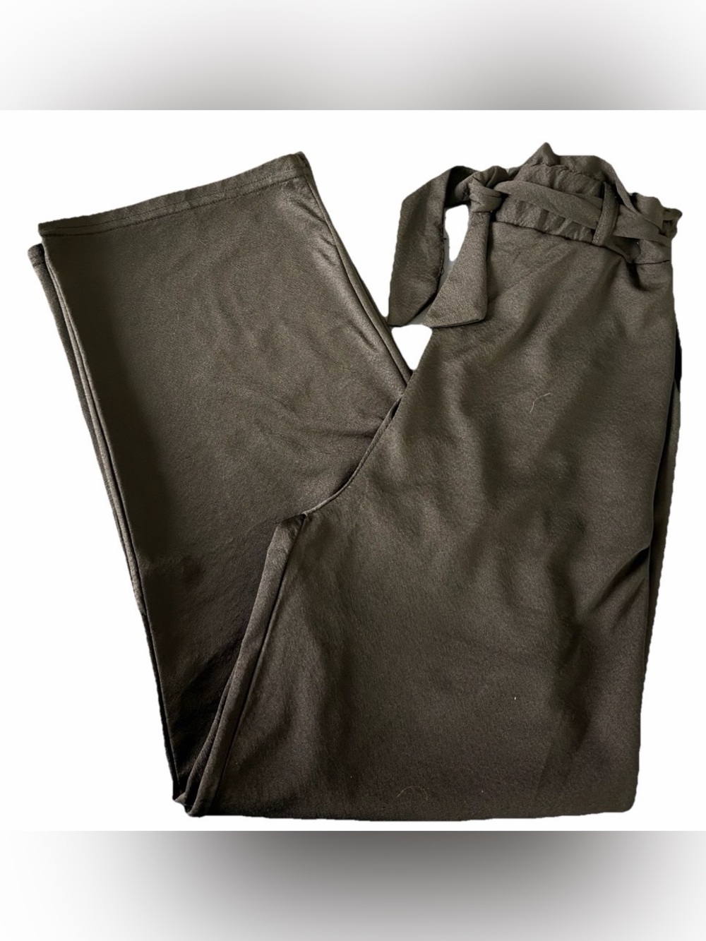 Women’s Loose Fit Wide Leg Pants with Elastic Waistband & Tie Belt